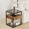 Double Layer Tempered Glasses Side End Table Square Nightstand Cabinet Office UK