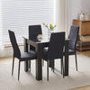 Small Space Dining Set 5Pcs Square Dining Table+ 4 Dining Chair Set Black Wooden