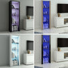 Modern Display Tall Cabinet Bookcase Shelving Units with LED Light 3 Glass Shelf