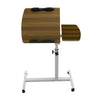 Twin Top Over Bed Chair Laptop Table Adjustable Height Mobility Aid on Wheels