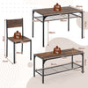 4Pcs Kitchen Dining Set Metal Frame Industrial Table Chairs Bench Set Brown