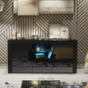 Modern 145cm TV Unit Cabinet | Black High Gloss Doors | TV Stand with Free LED