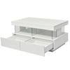 Coffee Table with Storage High Gloss LED Modern Wooden Rectangle Tea Table White