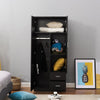 Bedroom Furniture 2 Door Wardrobe Matt Black Storage With Shelf Hanging Rail UK