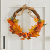 Halloween Autumn Maple Leaves Wreath Front Door Garland Hanging Plants with LED