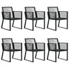 7 Piece Outdoor Dining Set PVC Rattan Black