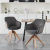 1 PC Dining Chair 360° Swivel Velvet Oak Solid Wood Legs Kitchen Room Chair