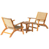 3 Piece Wooden Garden Bistro Set Acacia Wood Table Rattan Chairs Patio Furniture