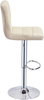 Bar Stool Set of 2 Adjustable Swivel Faux Leather Footrest Metal Beige