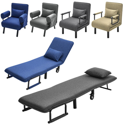 3in1 Folding Single Fabric Sofa Bed Chair Recliner Lounge Sleeper Armchair Couch