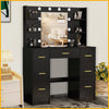 Black Dressing Table Makeup Desk with LED Mirror & 7 Drawers Vanity Set Bedroom