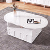 Cloud-Shaped Coffee Table with Drawer and Storage Compartments, White