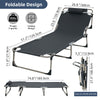 Sun Lounger Folding Recliner Reclining Garden Outdoor Guest Bed with Cushion