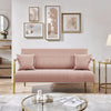 Nude pink Velvet Sofa Couch 143.5cm Gold-tone Metal Upholstered Design 2 Pillows