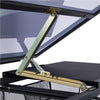 Glass Drafting Table Adjustable Desk, Tilting Drawing Table w/ Stool 2 Drawers