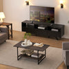 2-Tier Large Wood Coffee Table with Storage Shelf Living Room Furniture