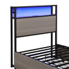 SINGLE BED FRAME WITH LED LIGHTS, 4 DRAWERS, CHARGING STATION METAL PLATFORM BED