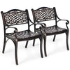 Set of 2 Outdoor Patio Dining Chairs Cast Aluminum Bistro Chairs with Armrests