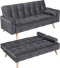 Modern Velvet Sofa Bed 3 Seater Click Clack Sofa Settee Recliner Couch Wooden