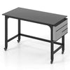 Computer Workstation Rolling Writing Study Desk On Wheels-Black