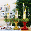 Set of 3 Battery Powered Candle Clear Wax Effect Lights with Grass Holder Decor