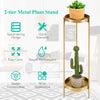 2 Tier Tray Plant Stand Metal Flower Stand Round Flower Pot Holder Bedside Table