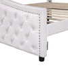 Double Side Bed Faux Leather Upholstered Tufted Button Bed Frame with Drawers