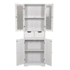 White Bathroom Wooden Free Standing 2 Drawers With 4 Doors Storage Cabinet Unit