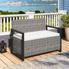 150L Outdoor Gray Storage Bench PE Rattan Deck Box Seat w/Cushion
