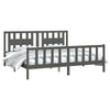 LAPOOH Bed Frame with Headboard Grey Solid Wood Pine 200x200 ,Bed Frame,Bed B8Y2