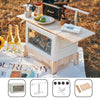 Camping Car Trunk Storage Box BBQ Folding Case Organizer Wood Table With Lamp UK