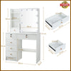 Makeup Desk Vanity Stool Dressing Table with 10 LED Lights Sliding Mirror Set