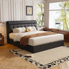 OTTOMAN LIFT UP UPHOLSTERED BED FRAME STORAGE HEADBOARD DOUBLE & KING 4FT6 5FT