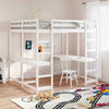 Loft Bed with Desk and Ladder White 180x200 Solid Wood Pine O0B2