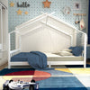 Pine Wood Kids Single Bed Frame House Childrens Bedroom Furniture w/ Roof Canopy