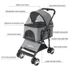 Luxury Folding 4 Wheel Pet Stroller Removable Carrier w/ Brake Adjustable Canopy