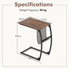 GYMAX C Shaped Side Table Compact Sofa Side Table with Mesh Bag