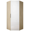 High Gloss Corner Wardrobe White&Oak Bedroom Furniture with Hanging Rail Shelves