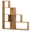 Wooden Storage Organizer 4-Tier Stepped Bookshelf-Natural