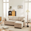 L-SHAPED CORNER SOFA, 3 SEATER PULL OUT SOFA SETTEE SOFA BED WITH STORAGE, BEIGE