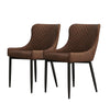 Pair of Luxury Faux Leather Dining Chairs Kitchen Dining Room Chairs Metal Legs