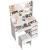 Dressing Table With 5 Drawers LED Mirror Set Makeup Desk Vanity Table Bedroom