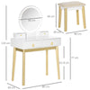 LED Dressing Table Set with Mirror Stool Bedroom Makeup Vanity Desk 4 Drawers
