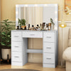 White Dressing Table with LED Lights Mirror 7 Drawers Vanity Makeup Desk Set NEW