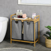 Bathroom Bamboo Laundry Basket Hamper Cloth Pull Out Bag Top Shelf Storage Unit