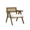 Walnut Upholstered Rattan Back Dining Chair Mid Century Scandinavian Kitchen