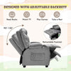 Larger Kids Recliner Chair Adjustable Velvet Fabric Lounge Sofa Recliner-Grey