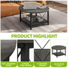 Round Coffee Table with Storage Shelf & Metal Legs, 80cm, for Living Room