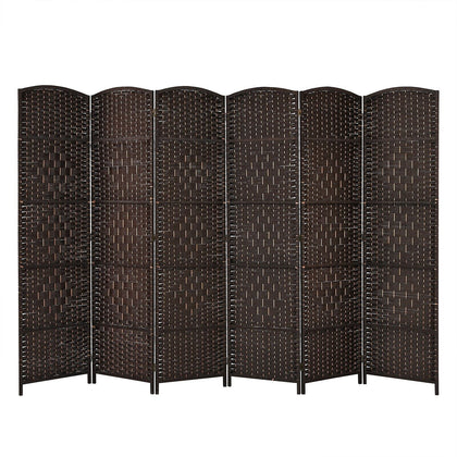 6 Panel Room Divider Privacy Screen Wall Folding Partition Hand-woven Rattan