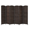 6 Panel Room Divider Privacy Screen Wall Folding Partition Hand-woven Rattan